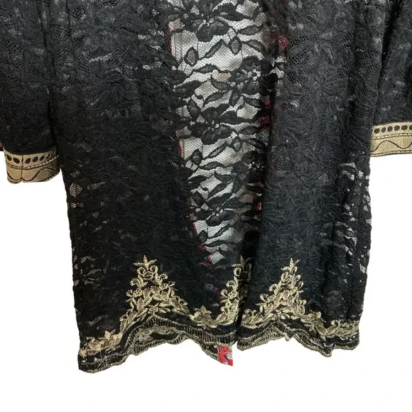 Gimmicks BKE Medium Black Floral Lace Cardigan Embroidered Whimsigoth Boho - Picture 6 of 10
